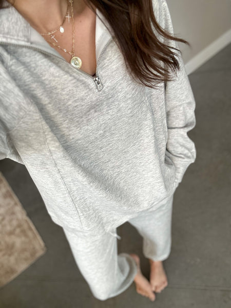 Scuba Pullover & Jogger SET [taupe & gray]