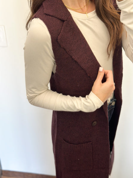 Never Gonna Let You Down Knit Vest [Black Cherry & Oatmeal]