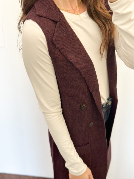 Never Gonna Let You Down Knit Vest [Black Cherry & Oatmeal]