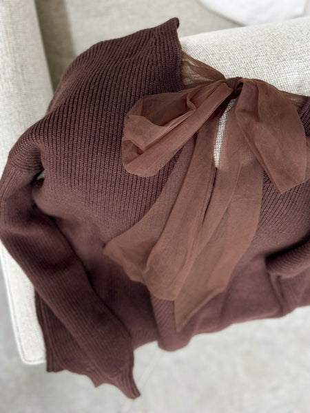 Let’s Get Festive Bow Back Sweater [espresso & burgundy]