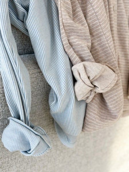 Maple Soft Button Down [blue micro stripe, taupe stripe, & light gray]*