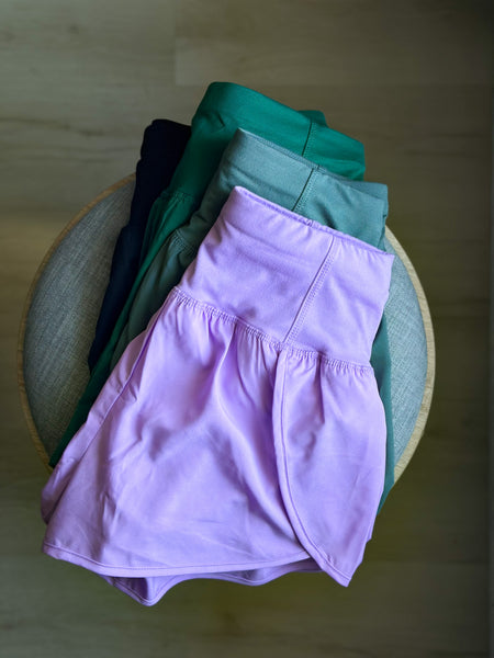 Jenna Shorts [lavender, black, dark green, olive]