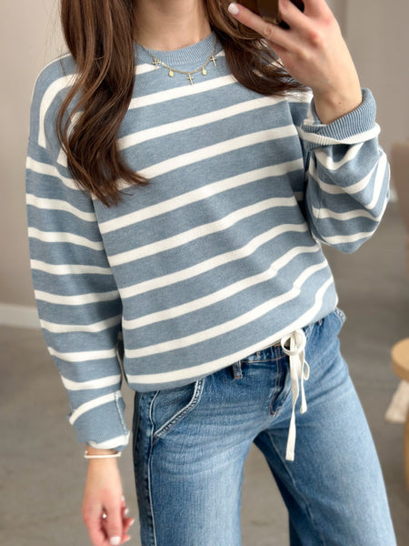 Dearest Sweater [taupe & baby blue]