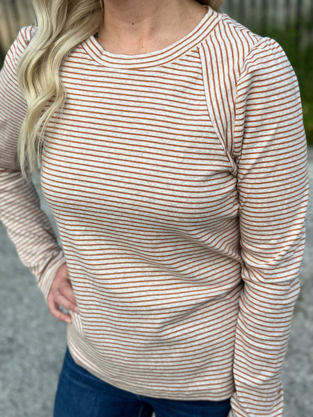 Polli Camel Stripe Top