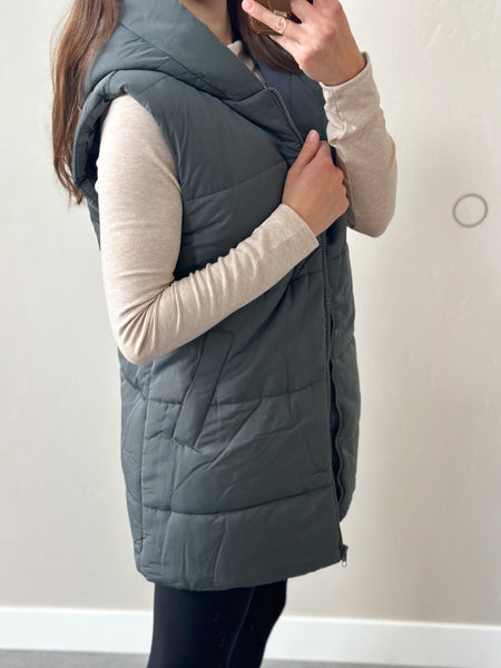 Caroline Blue Mid-Length Vest