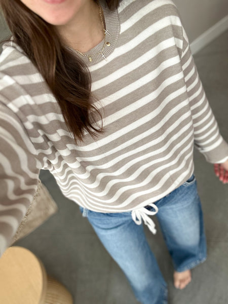 Dearest Sweater [taupe & baby blue]