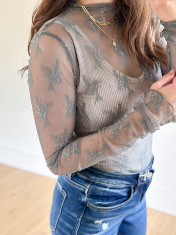 Teal Lace Layer Me Top