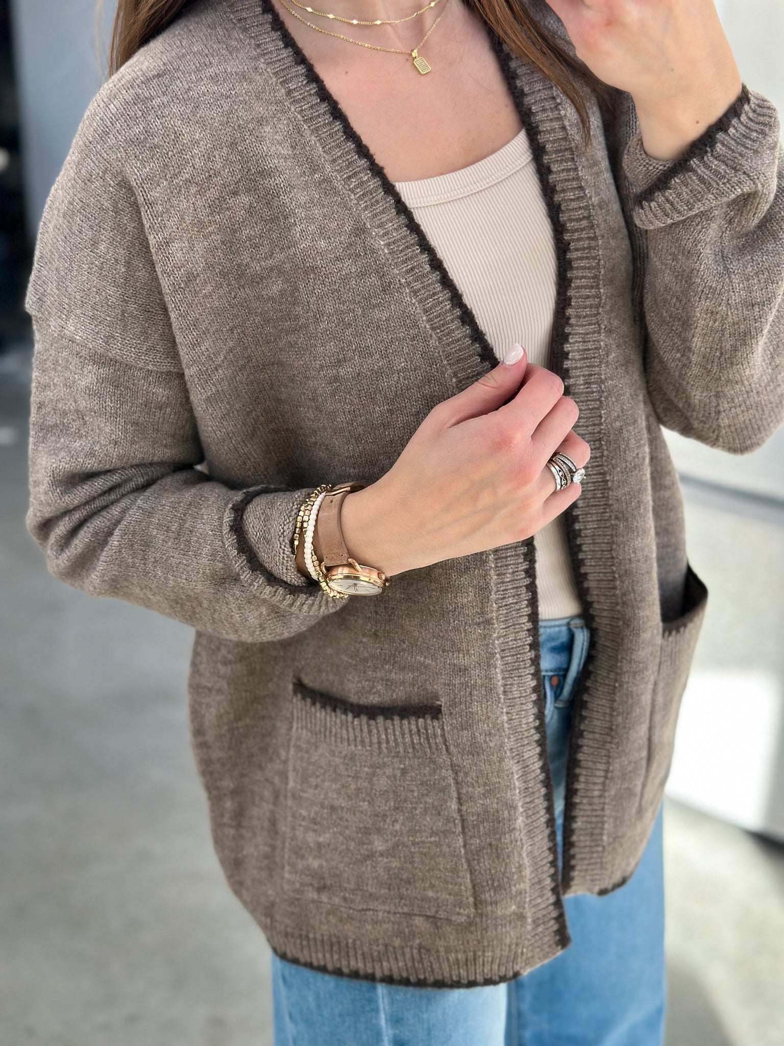 Polished Trim Cardigan