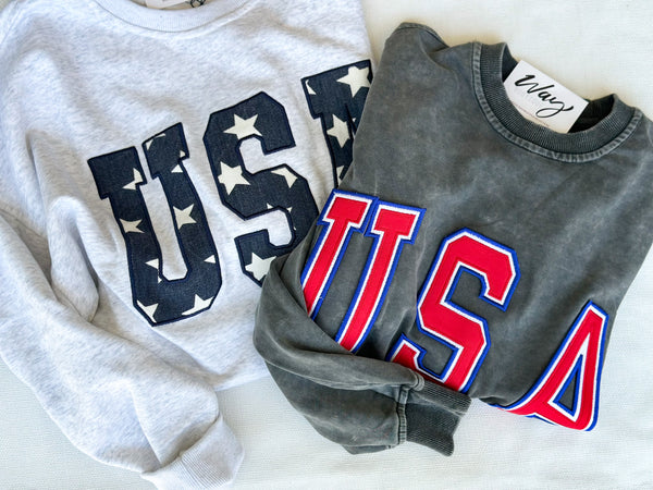 Acid wash USA patch Crew