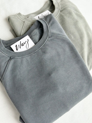 Vintage Wash Vintage Fleece Crew [navy & sage]