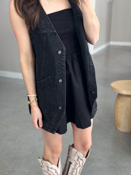Nash Black Denim Vest