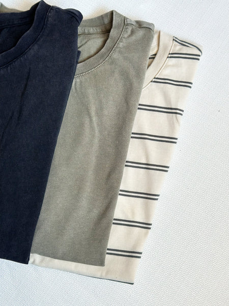 Vintage Summer T-shirts [stripes, olive, black]