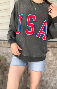 Acid wash USA patch Crew