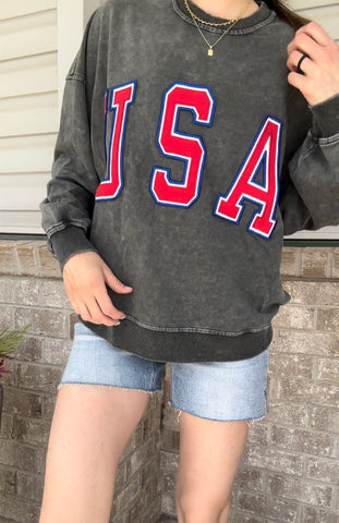 Acid wash USA patch Crew