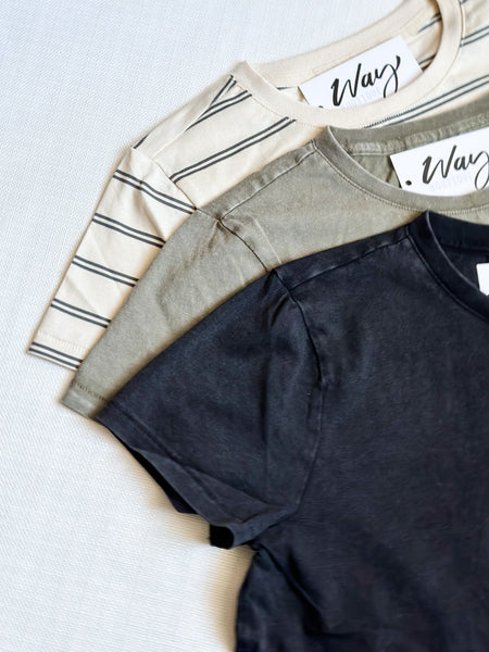 Vintage Summer T-shirts [stripes, olive, black]