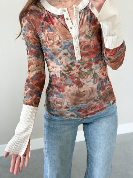Transition Floral Henley