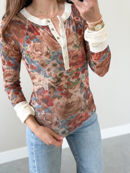 Transition Floral Henley