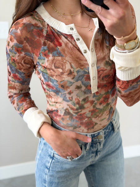 Transition Floral Henley