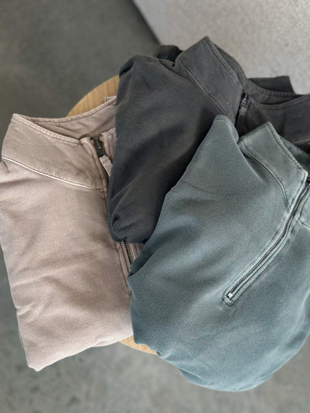 Good Mood Faded 1/4 Zips [taupe, olive, charcoal]*