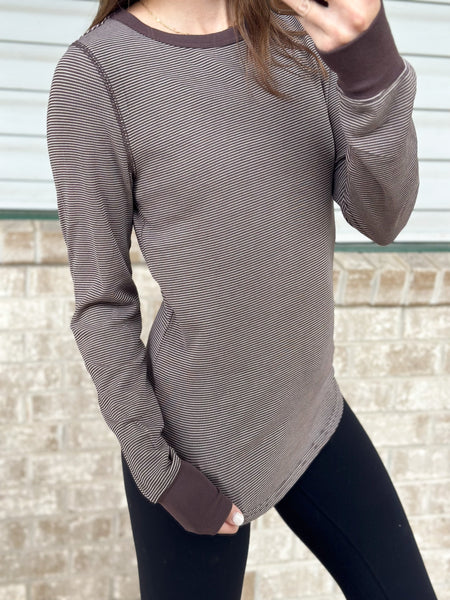 Breya Ribbed Buttery Soft Long Sleeve [Navy & Espresso]