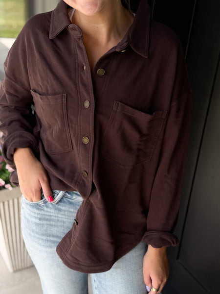 Espresso Button Shacket