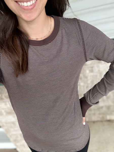 Breya Ribbed Buttery Soft Long Sleeve [Navy & Espresso]