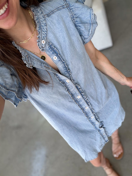 Livi Denim Ruffle Dress