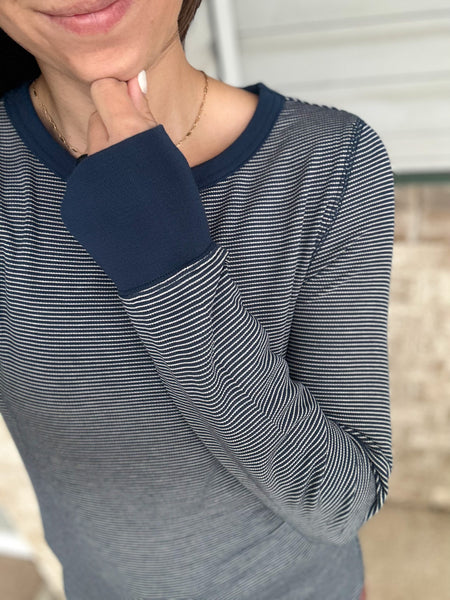 Breya Ribbed Buttery Soft Long Sleeve [Navy & Espresso]