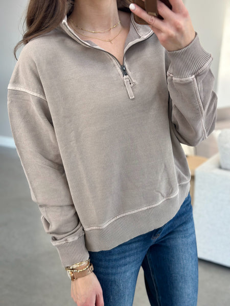 Good Mood Faded 1/4 Zips [taupe, olive, charcoal]*