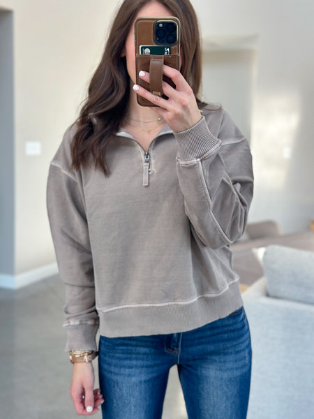 Good Mood Faded 1/4 Zips [taupe, olive, charcoal]*