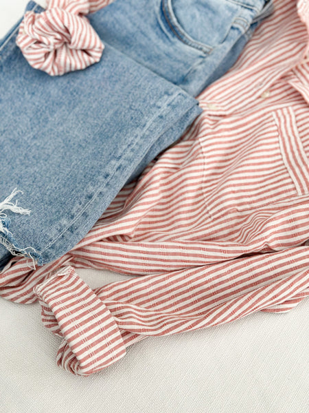 Mauve Stripe Button Down