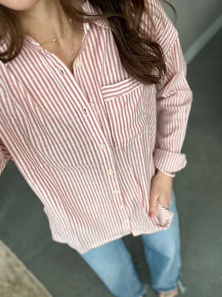 Mauve Stripe Button Down