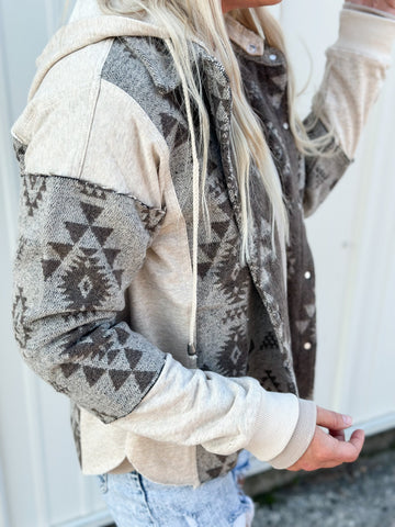 Aztec [removable] Hooded Shacket PRE-ORDER 1-2 weeks