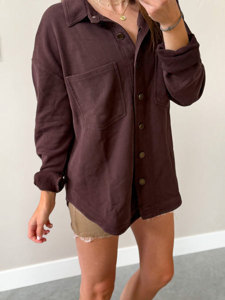 Espresso Button Shacket