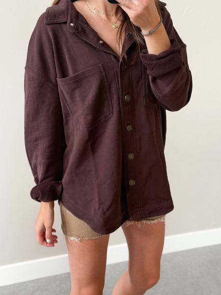 Espresso Button Shacket