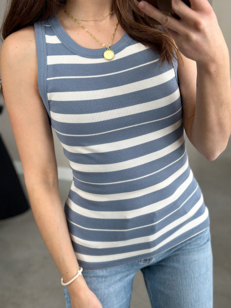 Connor Blue Ribbed Tank