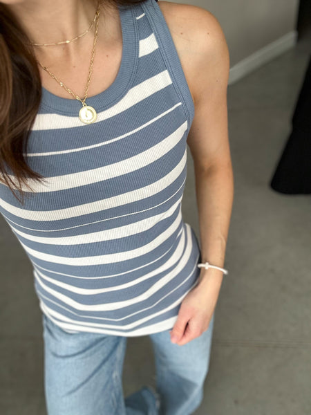 Connor Blue Ribbed Tank