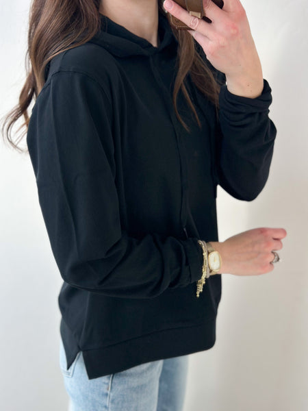 Lux Buttery Microribbed Hoodie [black & royal]