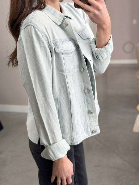Micro Pinstripe BUTTER Soft Denim Jacket