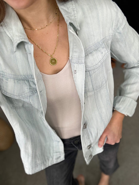 Micro Pinstripe BUTTER Soft Denim Jacket