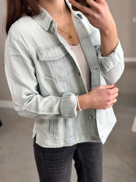 Micro Pinstripe BUTTER Soft Denim Jacket