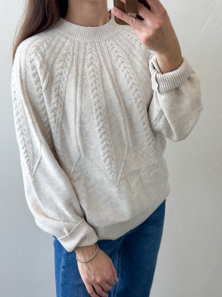Detailed Neutral Soft Crew Knit