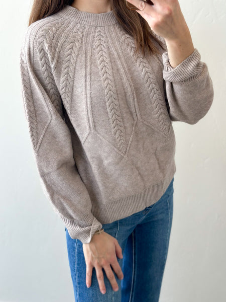 Detailed Neutral Soft Crew Knit