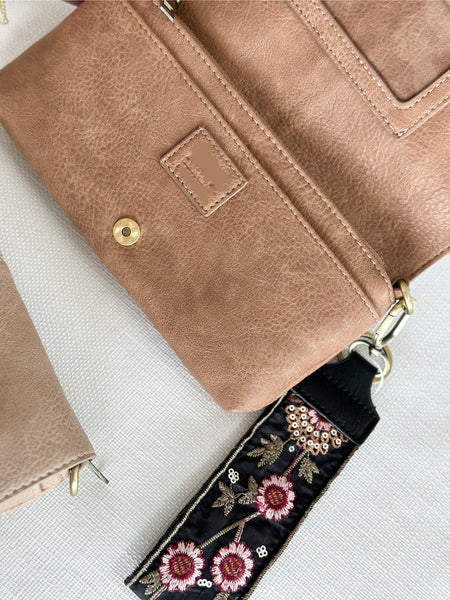 Flap Clutch [comes with tone on tone wristlet strap & crossbody]