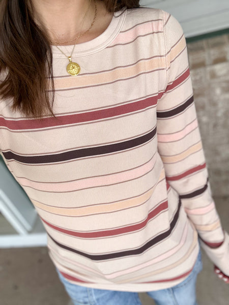 Breya Buttery Ribbed Long Sleeve [Fall Stripes & Plumburg]