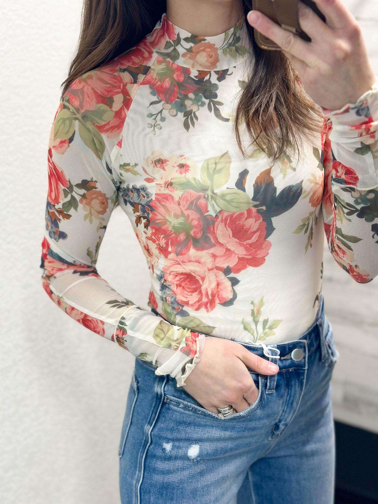 Boppi Floral Mesh Top