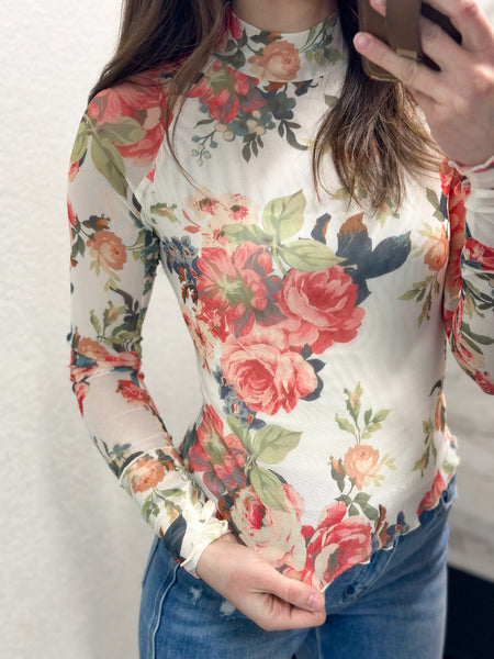 Boppi Floral Mesh Top