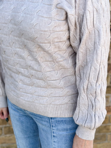 Buttersoft Chunky Cable Sweater [taupe & black]