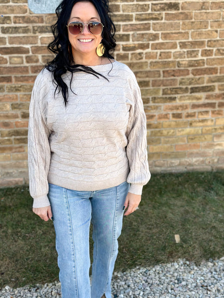 Buttersoft Chunky Cable Sweater [taupe & black]