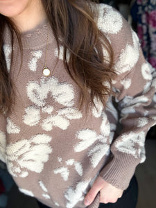 Taupe Floral Transition Sweater [ships in 1-2 weeks!]